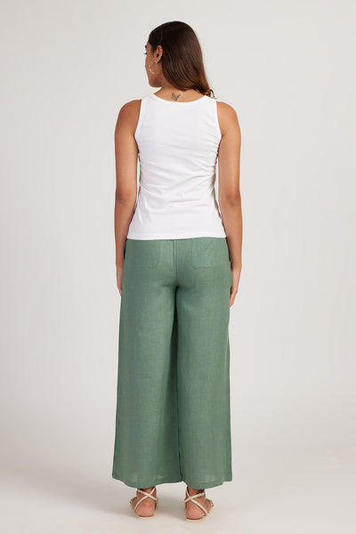 Buy BerryGo Women's Boho High Waist Split Stripe Wide Leg Pants,  Solid-olive Green, 4-6 at Amazon.in